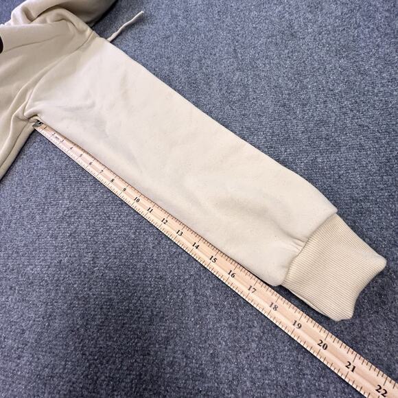 Rebel Vengeance Hoodie Mens Medium Beige Skull Graphic Pullover Streetwear New - Picture 8 of 9